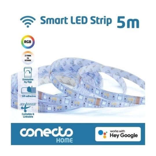 Conecto LED-List 5M RGB CCT – WiFi-styrd och Dimbar med Justerbar Färgtemperatur